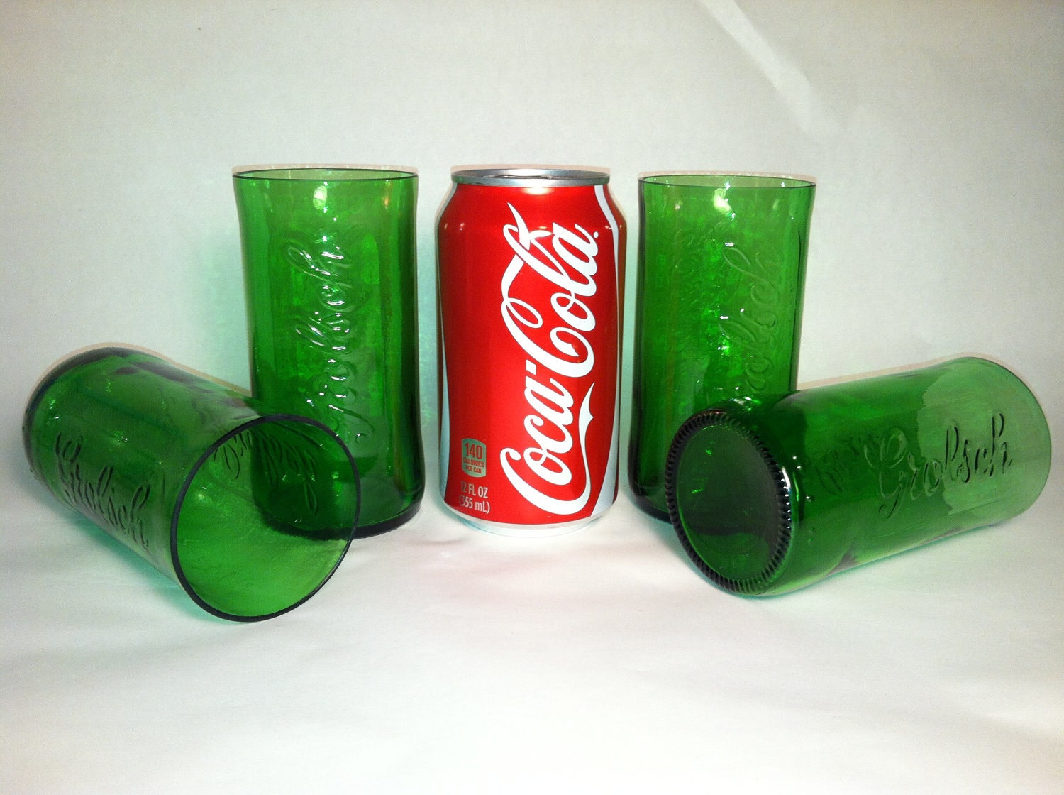 Grolsch Recycled Emerald Beer Bottle Glasses Set of 4 Etsy