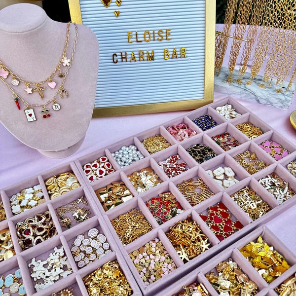 DIY Charm Bar Kit | Jewelry Making Party Supplies for Bracelets Necklaces Keychains | Bachelorette Birthday Wedding Baby Shower