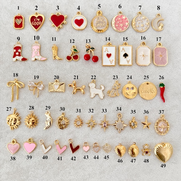 Gold Individual Separate Charms, Add a Charm, For Custom Charm Necklace or Bracelet, Custom Jewelry, Pick Your Charms, Personalized Gift