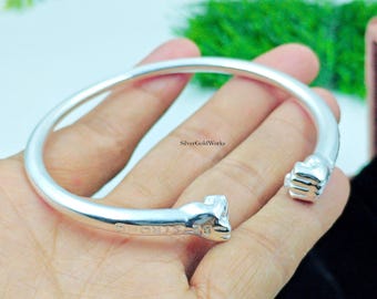 Boxing Glove Cuff Bangle 925 Sterling Silver Engraved Be Brave Be Strong  Motivational Jewelry