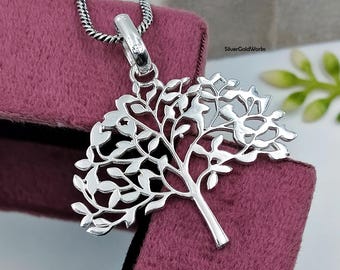 Livets träd-hänge 925 sterlingsilverhalsband med öppet arbete Vardagssmycken
