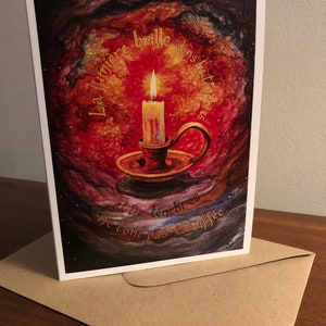 La lumière brille dans les ténèbres - L'évangile de Jean 1:5 - Carte de Noël en français - verset de la Bible - chrétien