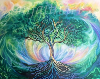 Tree of Life Art Print – Colorful Oil Painting (Digital Download)
