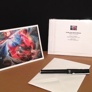 Carte de voeux cosmique - La nébuleuse d'Orion - Intérieur vierge - Space painting - Art de la nébuleuse