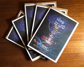 In the Beginning was the Word - Pack of 5 greeting cards - John 1 - Christmas/Christian card - Bible verse - Blank inside