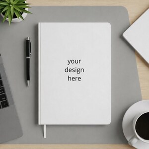 Anteckningsbok Mockup Bundle, Vit Inbunden Journal, Skrivbordsplatt Lay (Digital Nedladdning)