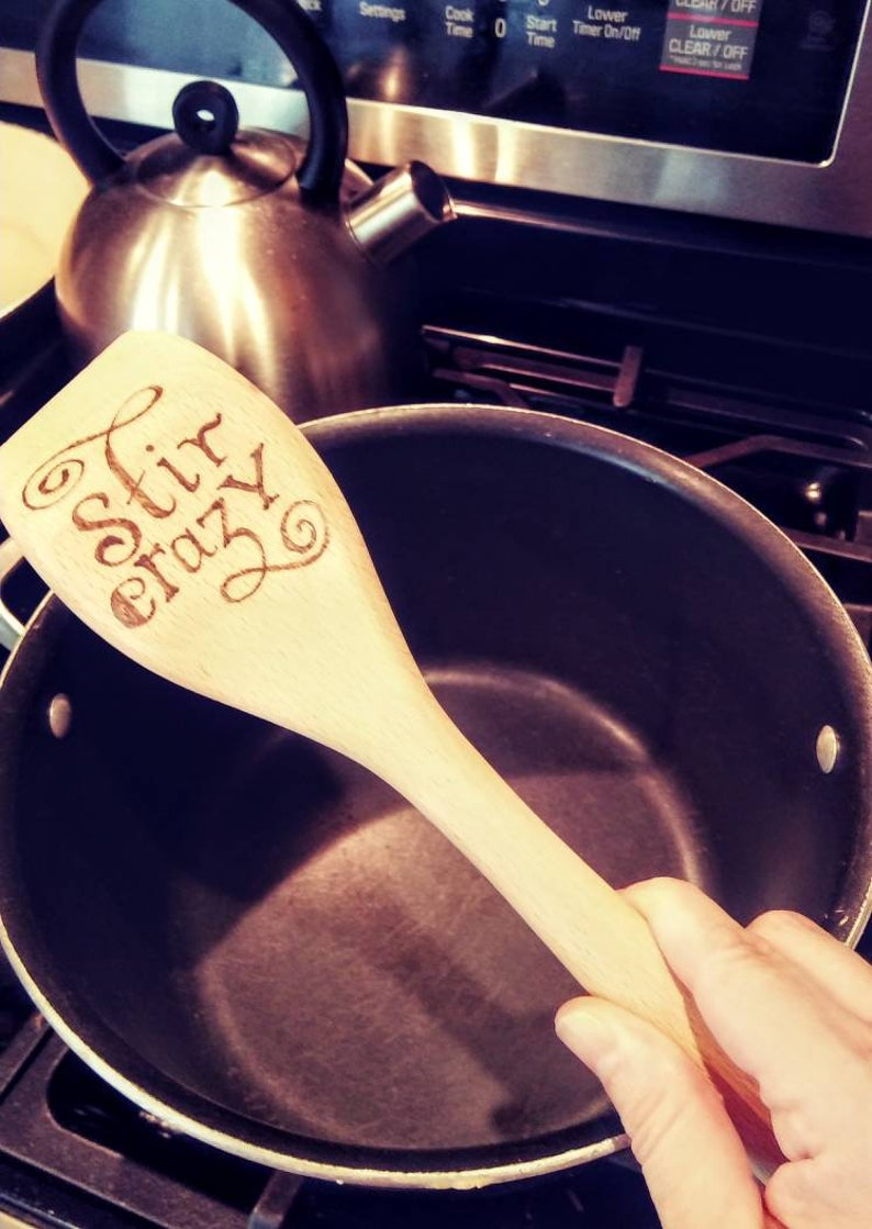 Stir crazy funny wooden spoon PERSONALIZED gag gift for stay Etsy