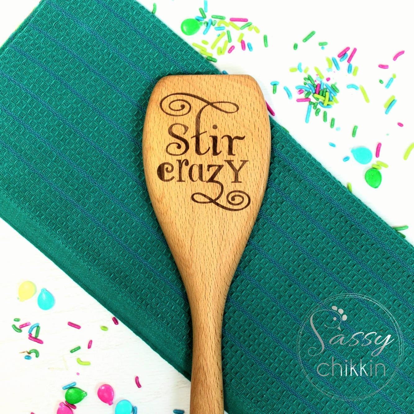 Stir crazy funny wooden spoon PERSONALIZED gag gift for stay Etsy