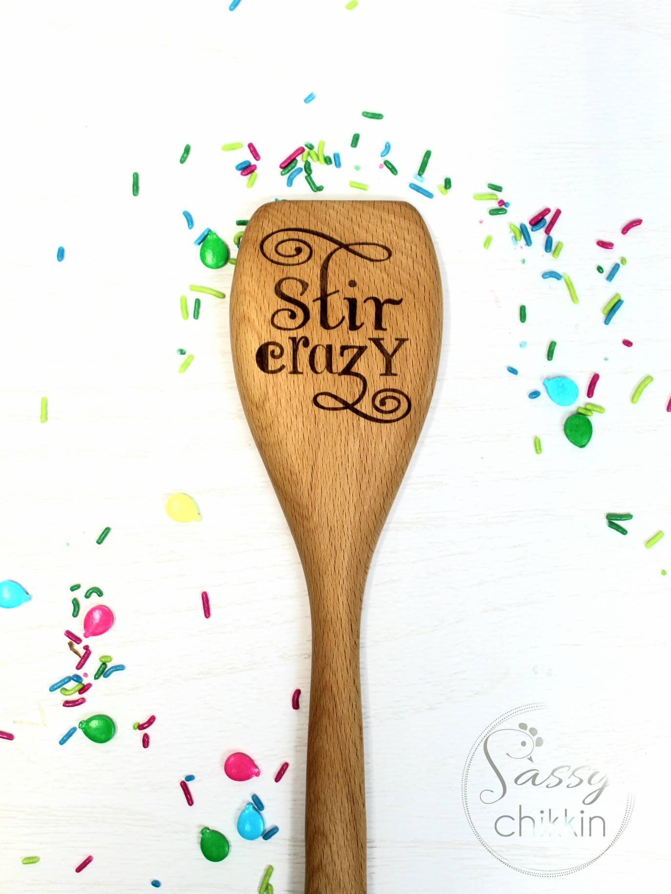 Stir crazy funny wooden spoon PERSONALIZED gag gift for stay Etsy
