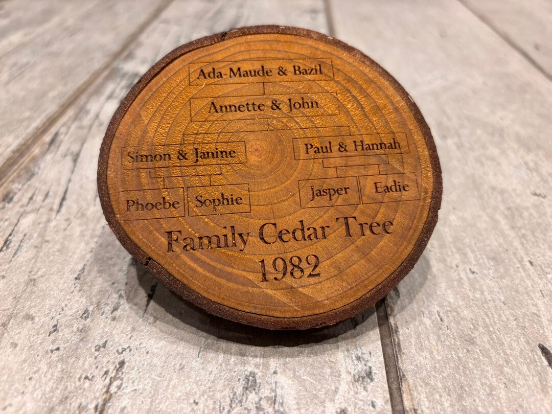 Bespoke Engraved Family Tree Wooden Log Slice - Etsy