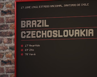 Póster de la selección brasileña de 1962 - Arte mural de Pelé - Póster deportivo clásico - Regalo para aficionados al fútbol - Póster vintage - Regalo para él - Descarga digital