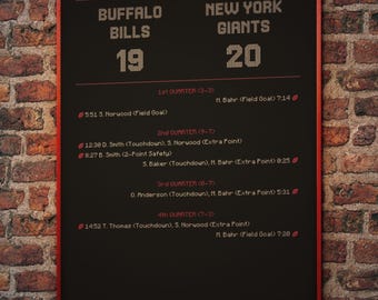 Póster de los New York Giants 1991 - Póster del Super Bowl XXV - Regalo para fans de la NFL - Póster vintage - Descarga digital - Adorno de la NFL - Banner de fútbol americano