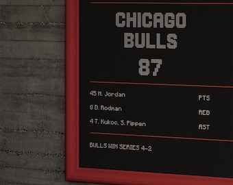 Póster imprimible de las Finales de la NBA de 1998: Chicago Bulls vs. Utah Jazz - Arte para el salón - Regalo para él - Michael Jordan GOAT