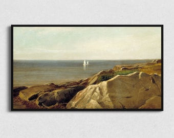 Samsung Frame TV Art: Coastal Sailing Painting (Digital Download)