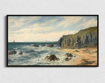 Samsung Frame TV Art | Coastal Scene | Digital Painting for The Frame Television, Coastal Art, Beach Painting Digital Download, Beach Decor