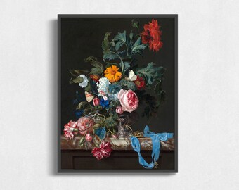 Vintage Floral Still Life Art Print: Antique Painting (Digital Download)