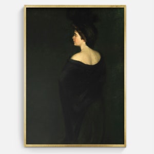 Moody Woman Portrait Art Print: Vintage Shadow Artwork (Digital Download)