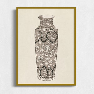 May include: A black and white illustration of a decorative vase with intricate floral and geometric patterns.