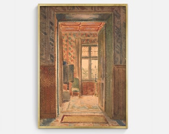 Vintage Entrance Hall Painting: Antique Interior Art Print (Digital Download)