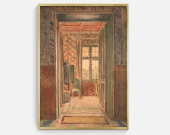 Le hall d'entrée | oeuvre vintage téléchargement numérique imprimable Wall Art Antique intérieur Art Antique peinture vintage dessin impression