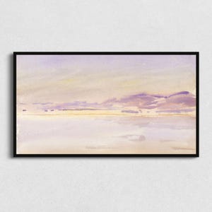 Minimalist Pastel Landscape Frame TV Art, Minimal Watercolor Painting Samsung The Frame TV Download