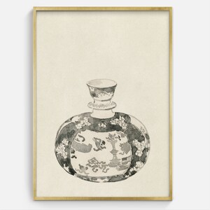 Vase Drawing No.4 | Printable Vintage Still Life Minimalist Vase Drawing Art Print Digital Download