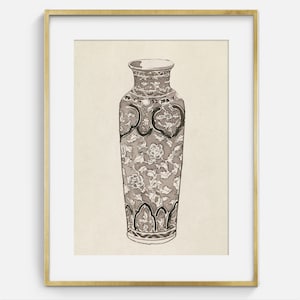 May include: A black and white illustration of a decorative vase with a floral pattern.