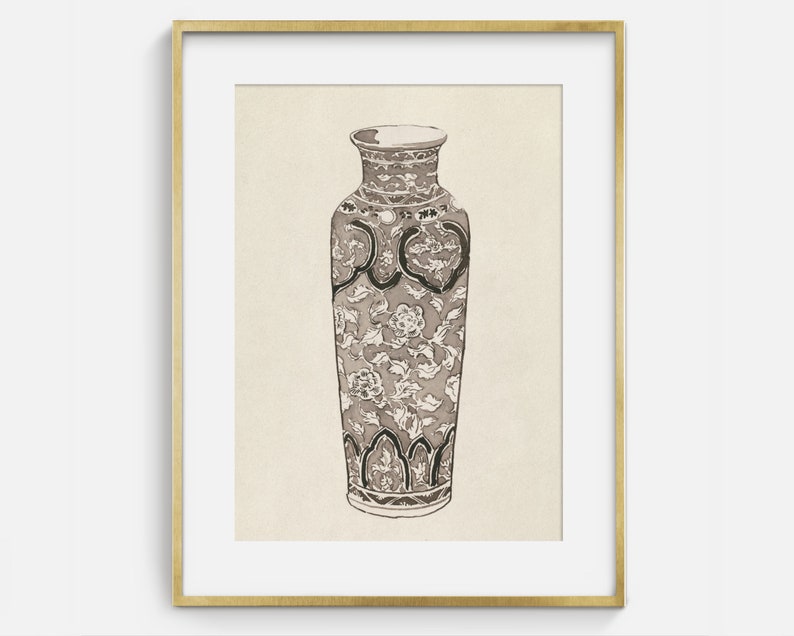 May include: A black and white illustration of a decorative vase with a floral pattern.