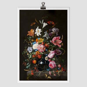 Moody Floral Still Life Art Print, Vintage Still Life Painting Print