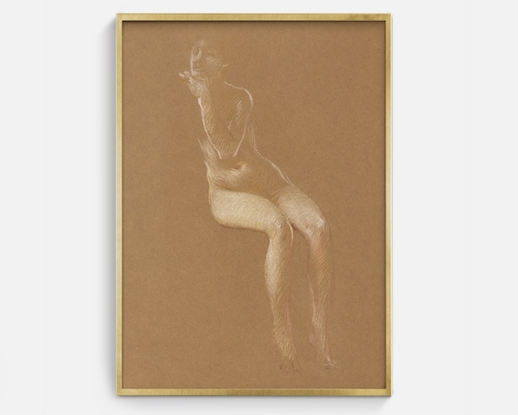 Vintage Figure Sketch Art Print, Antique Drawing (Digital Download)