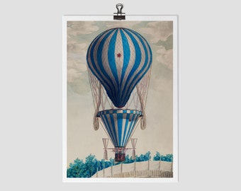 Vintage Hot Air Balloon Art Print, Vintage Balloon Print for Boy's Nursery, Vintage Nursery Prints
