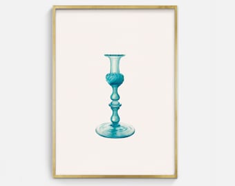 Vintage Farbglas Kerzenhalter Zeichnung, antikes Objekt Skizze digitale Kunst zum Downloaden