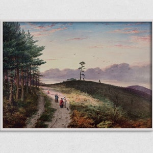 Vintage Berg Ölgemälde druckbare, digitale Landschaft Wandkunst