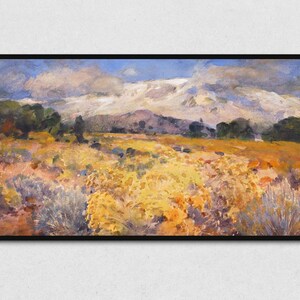 Samsung Frame TV Art | Desert Mountain Landscape | Digital Vintage Mountain Landscape Autumn Field Art Print Image for Television Frame