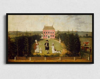Pink House Vintage Landscape Art for Samsung Frame TV (Digital Download)
