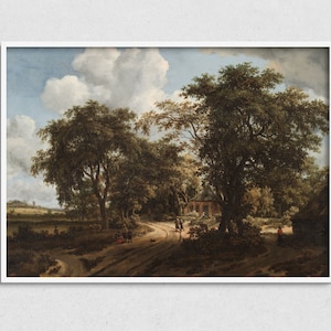 Country Landscape Painting, Farmhouse Wall Art Prints, French Country Art, Farm Landscape Print, Antique Painting Download
