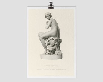 Vintage Nymph Art Print: Fine Art Drawing