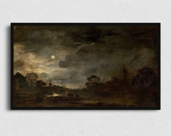 Halloween Farm Landscape Art for Samsung Frame TV (Digital Download)