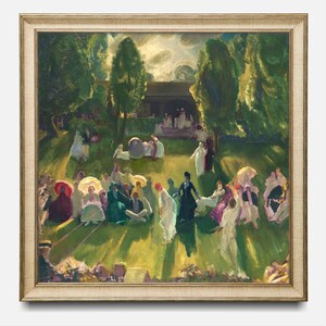 Square Vintage Landscape Printable Artwork, Summer Oil Painting Vintage Downloadable Art
