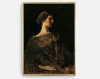 Vintage Portrait Art Print: Moody Woman in Shadow (Digital Download)