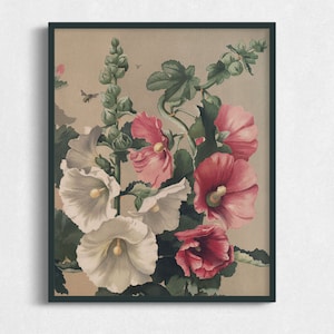 Vintage bloemen nr. 2 | Afdrukbare vintage bloemsierkunst, antieke bloemen schilderij downloadbare kunst, digitale bloemen muurkunst