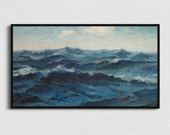 Vintage Seascape Digital Samsung Frame TV Download, Antique Nautical Painting Samsung The Frame TV