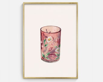 Vintage Printable Colored Glass Design Drawing, Antique Object Sketch Digital Art Download