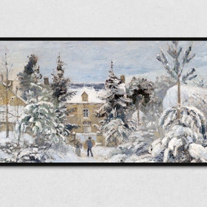 Holiday Samsung Frame TV Art | Fresh Snowfall | Vintage Winter Landscape for Frame TV, Antique Christmas Painting for The Frame