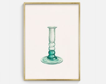 Vintage Farbglas Kerzenhalter Zeichnung, antikes Objekt Skizze digitale Kunst zum Downloaden