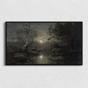 Paisaje de Halloween con luna llena para Samsung Frame TV (descarga digital)