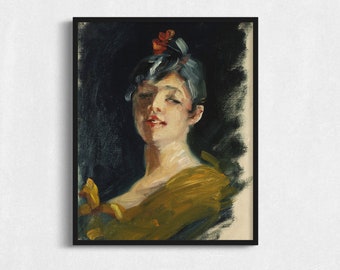 Vintage vrouwenportret kunstafdruk downloaden