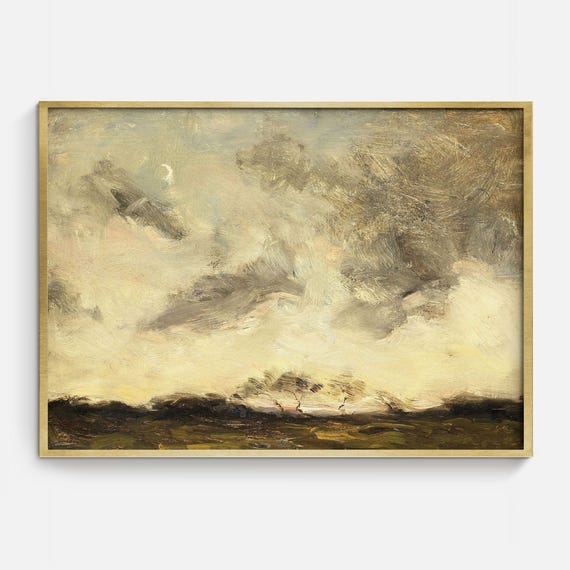 Nature Oil Painting Printable Artwork, Vintage Digital Download Landscape, Downloadable Earth Tone Decor