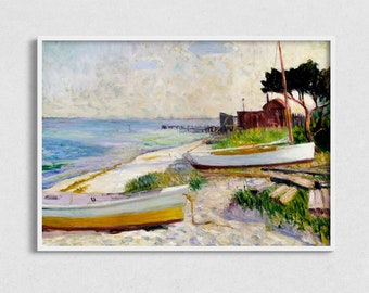 Vintage Strand Kunstdruck, Nautische digitale Kunst zum Ausdrucken