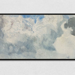 Vintage Sky Watercolor Frame TV Digital Art Download, Samsung Frame TV Painting